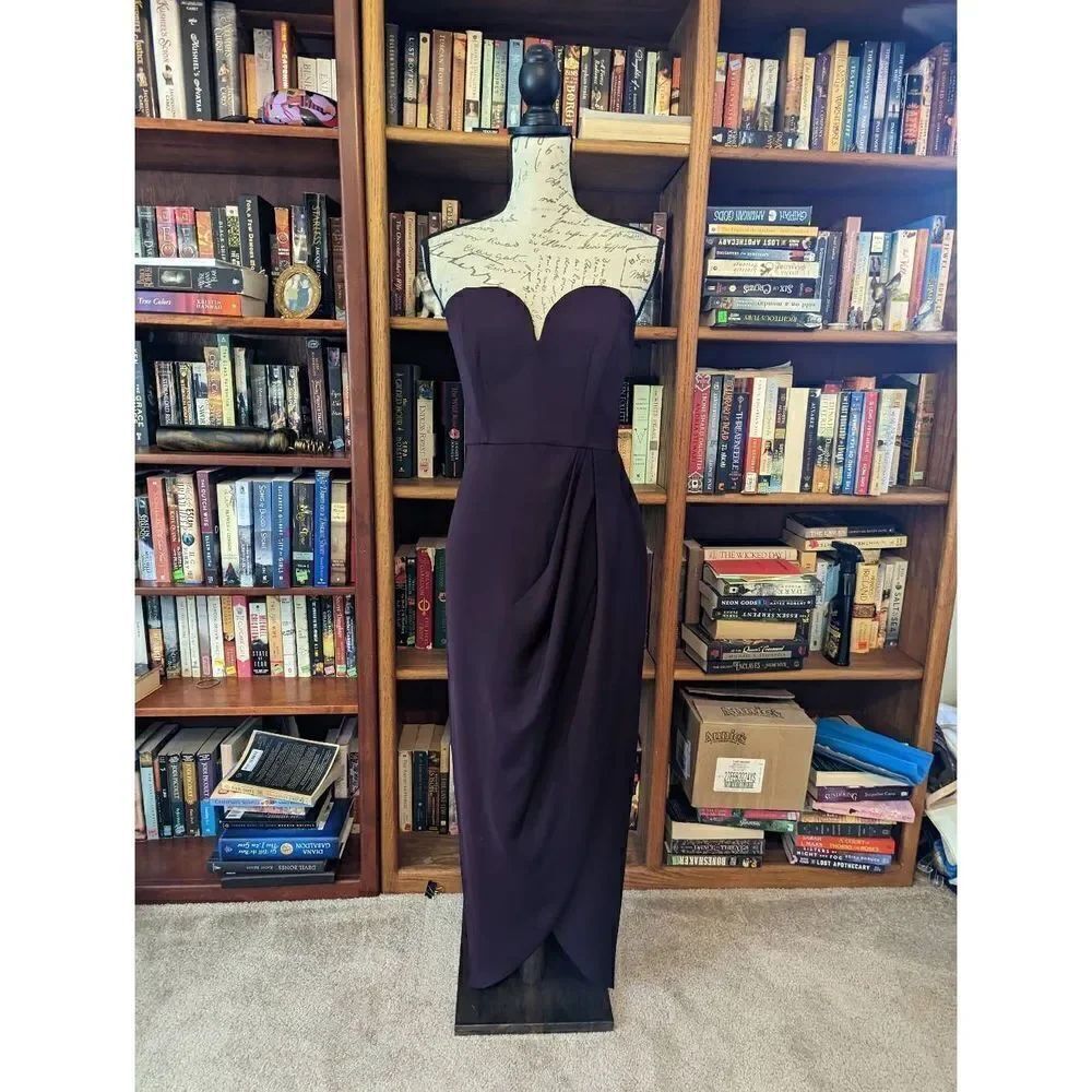 SHONA joy purple strapless sweetheart neckline back zip maxi gown sz 6 euc